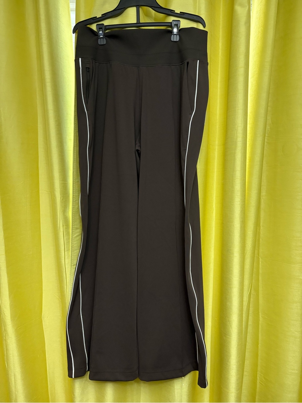 Woman’s Brown Athletic Track Pants with White Piping